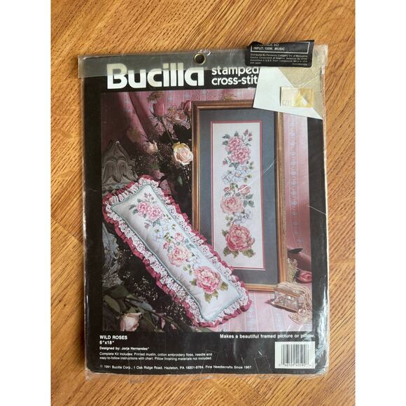 Bucilla Other - Bucilla Stamped Cross Stitch Kit WILD ROSES 40592